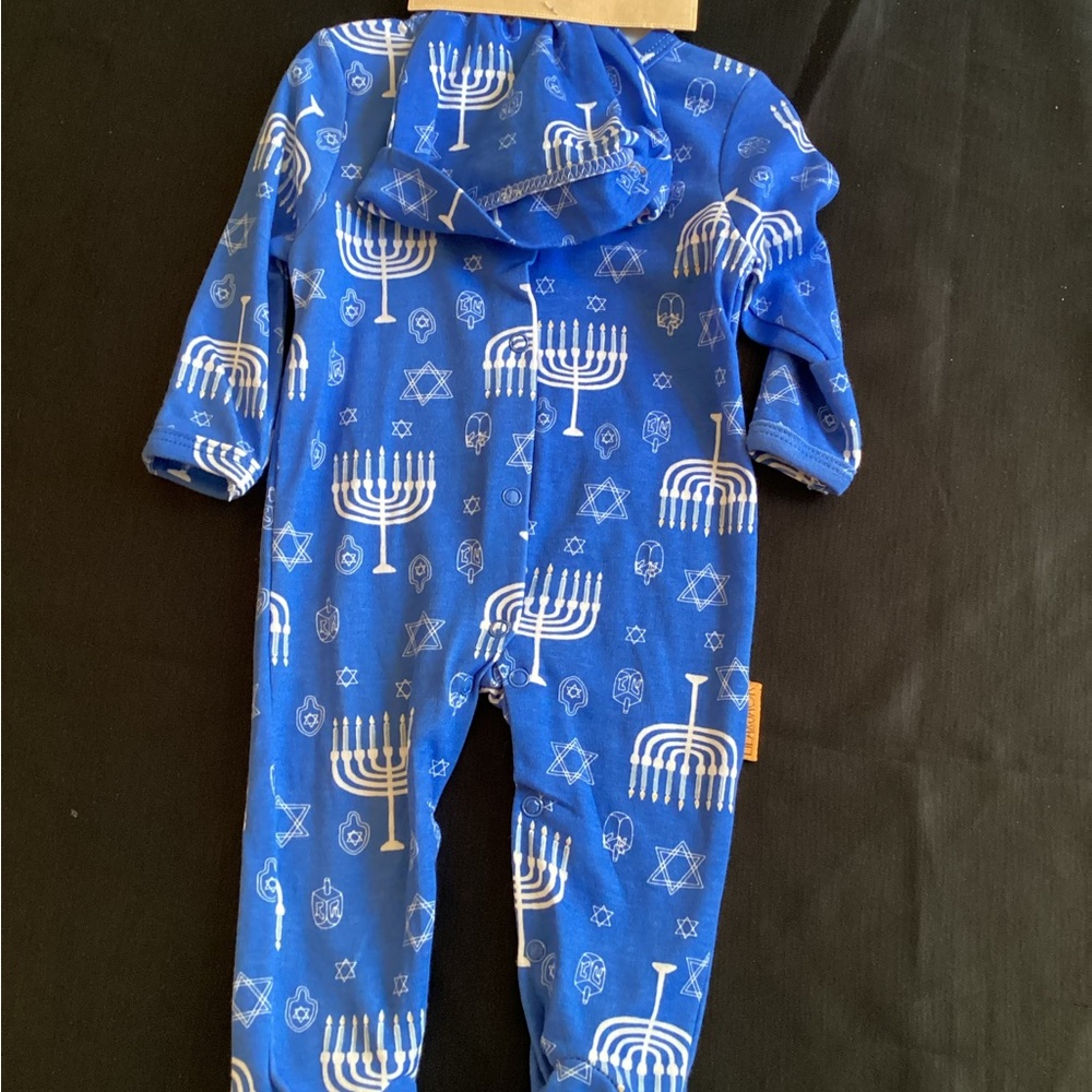 Blue Hanukkah Kids Footie Pajamas - Picture 6 of 15